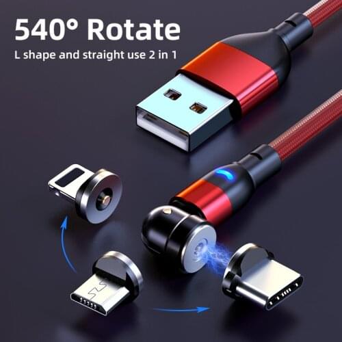 Magnetic charging cable Moon Shape LED indicator 3 in 1 connectors for IOS Android and type C cell phone accessaries