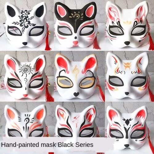 Anime Cosplay Hand-painted Mask Tassel Cat Fox Hand Painted Mask Cosplay Mask Pink Masks Black Masks 2021