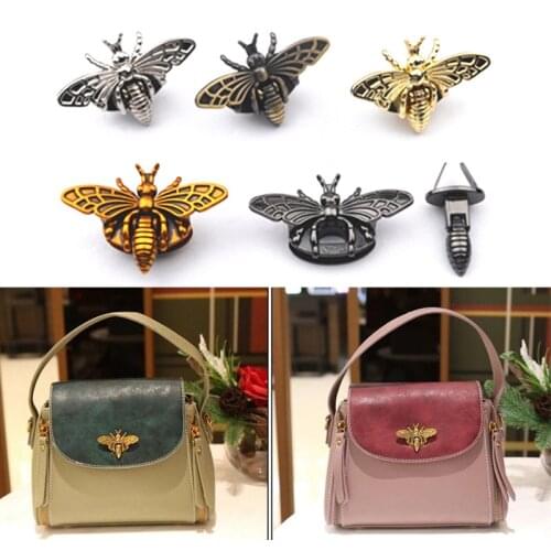 Metal Bee Shape Turn Lock Retro Fashion Bag Clasp Hardware for Leather Craft Bag Handbag Purse DIY Accessories