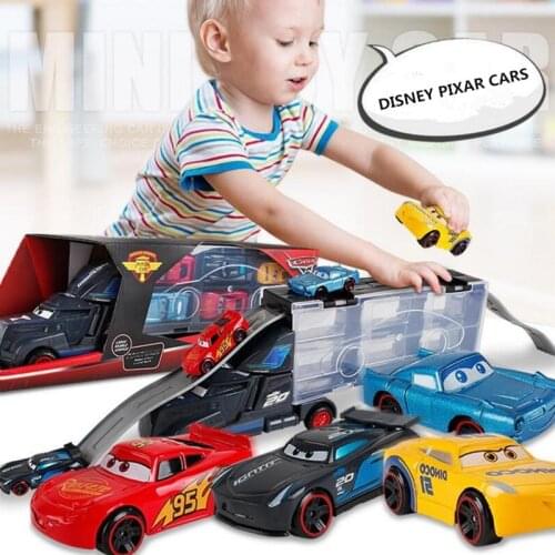 Diecast Metal Alloy Pixar Cars 3 Metal Truck Hauler with 6 Small Cars Cars 3 McQueen Jackson Storm McQueen Toys For Kids