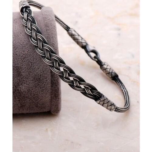 Kazaziye Embroidered Mesh Silver Men 'S Bracelet 3414
