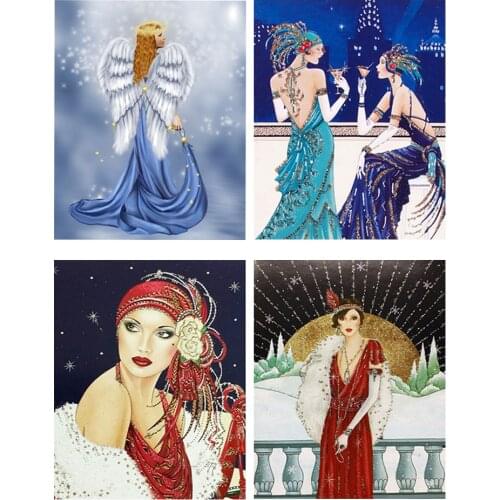 DIY Cross Stitch Elegant Lady Series Set 11CT Ecological Cotton Thread Printing Embroidery Home Decoration Painting Gift 30x40cm