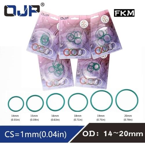 5PC Fluorine rubber Ring FKM Kit OD14/15/16/18/19/20*CS1mm Sealing Washer Gaskets Oil Ring Corrosion resistant Fuel Set Box