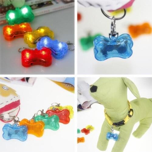 New Pet Collar Pendant LED Light Up Dog Bone Shape ID Tag Pet Safety Collar Pendant for Outdoor Walking Anti-lost