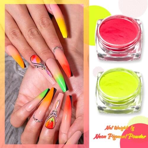 Nail Neon Pigment Powder Fluorescent Nail Glitter Set Shinny Ombre Chrome Dust DIY Gel Polish Manicure For Nails Art Decoration