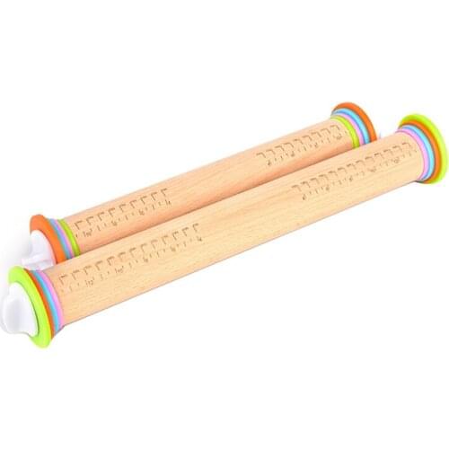 Adjustable Rolling Pin With Removable Rings, Dough Roller Solid Beech Wood For Baking, Fondant, Pizza Pie And Cookies