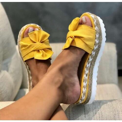 Luxury Designer Women Platform Sandals Shoes Women Bow 2021 Summer Slipper Indoor Outdoor Flip-flops Beach Shoes Female Slippers