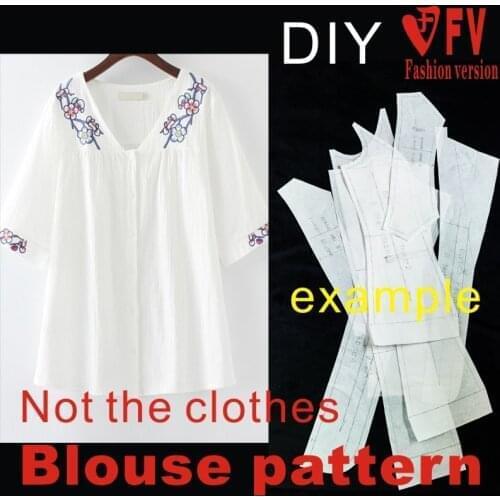 V-neck shirt pattern half sleeve summer design drawing 1:1 clothing cutting drawing BCY-110