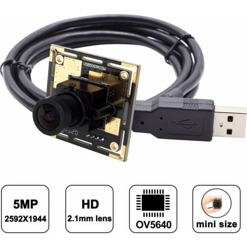 ELP Wide Angle Mjpeg 5megapixel Hd UVC Mini USB Webacm Cam 5MP OV5640 CMOS Camera Module for Robot Vision /Machine Vision