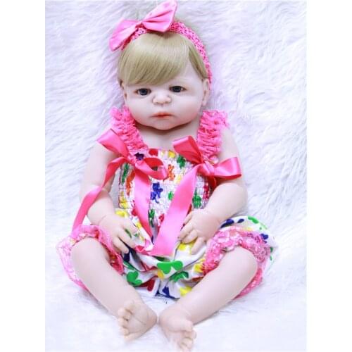 Full Body Silicone Reborn Baby Doll Toys Lifelike bebe girl reborn Baby Doll Child bonecas Brinquedos Bathe Toy 55cm