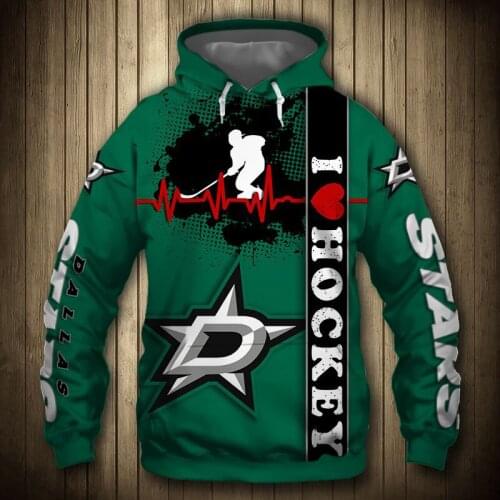 Dallas Mens Fashion 3D Hoodie White Silhouette Graffiti Star Print Stars Cool Outdoor Sweatshirt