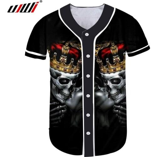 UJWI Spring And Autumn New Style Baseball Shirt Men 3D T Shirts Print Couple Crowm Skulls Large Size Coat Man Cardigan T Shirts
