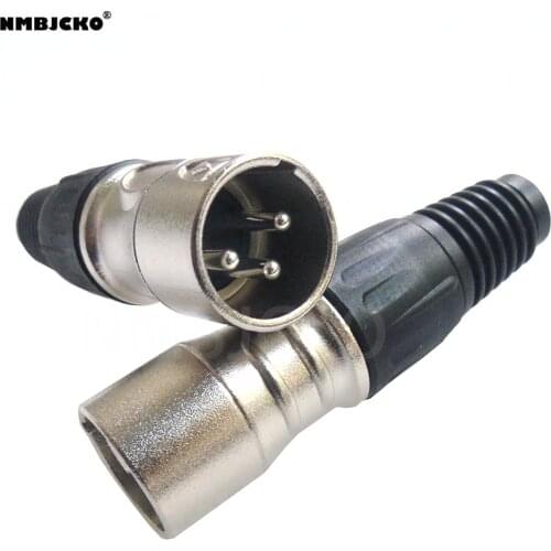 High quality new 20pcs/lot 3 Pin Pole XLR male Audio Cable Connector Mic Microphone Silver