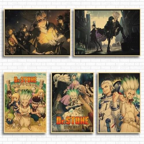 Japanese Science Fiction Anime Dr.STONE Vintage Posters Kraft Paper Wall Sticker Decorative Home Bar Cafe Decor