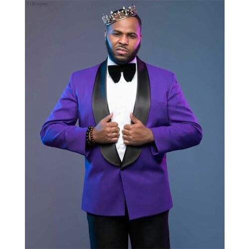 YiMinpwp Purple Wedding Suits for Men Shawl Lapel One Button Blazer Jacket Men Tuxedos Groom Suit 2 Piece Coat+Pant
