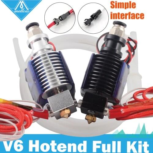 Free Shipping Mellow 3D Printer Parts 12V 24V E3D V6 Hotend tube Kit 0.4/1.75MM J-head Remote extruder with Cooling Fan