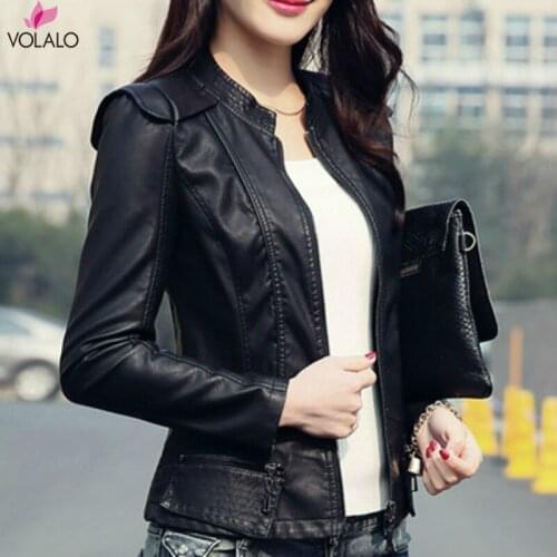 Motorcycle Coat 2020 Spring Winter Women Black Slim Cool Lady PU Leather Jackets Female Zipper Faux Femme Outwear Plus Size