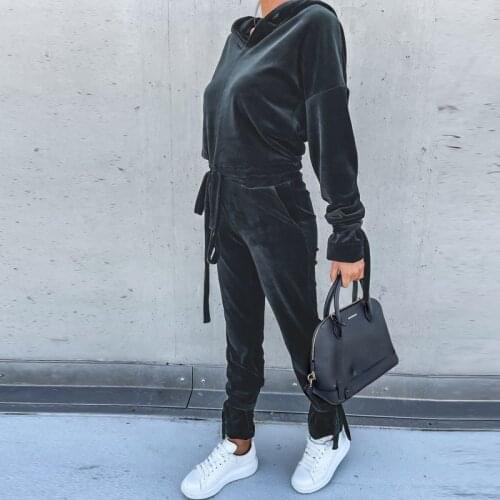 Female Solid Hooded Sweatshirt + Long Pants Suit 2021 Fashion Tops Tracksuit Winter Slim Pencil Pants Women Casual 2 Piece Sets