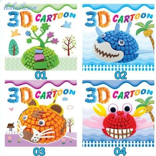 1 pcs Handmade 3D Children Puzzle DIY Foam Mosaic Stickers Art EVA Cartoon 3D Sticker Creative Educational Toys For Kids