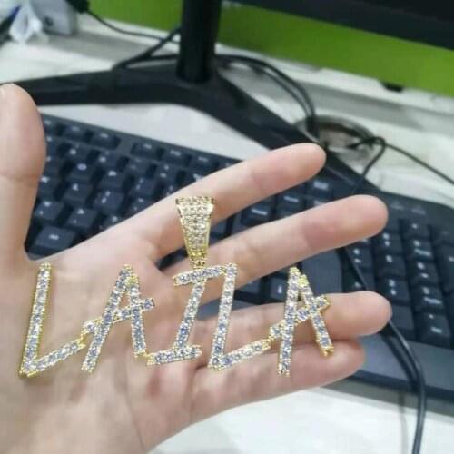 2020 Personalized Hip Hop Cursive Fashion Zircon Letter Pendant Necklace Spain Combined Letter Stone Pendant Jewelry for Rappers