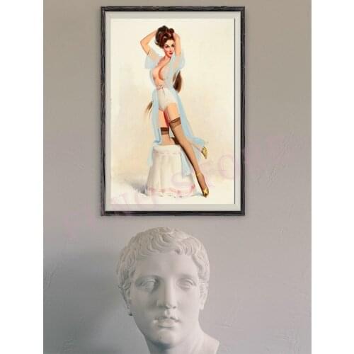 349 Vintage Beautiful Pin-up Girl Classic Picture Custom Silk Poster Home Deco Wall Art Christmas Gift