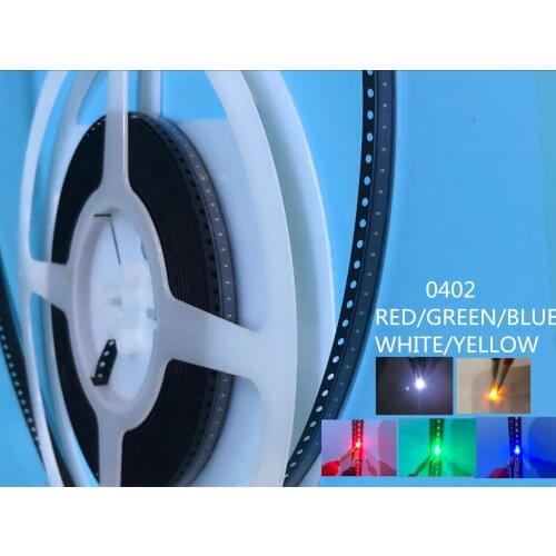 5Values x 1000pcs =5000pcs New 0402 Ultra Bright SMD Red/Green/Blue/White/Yellow LED kit