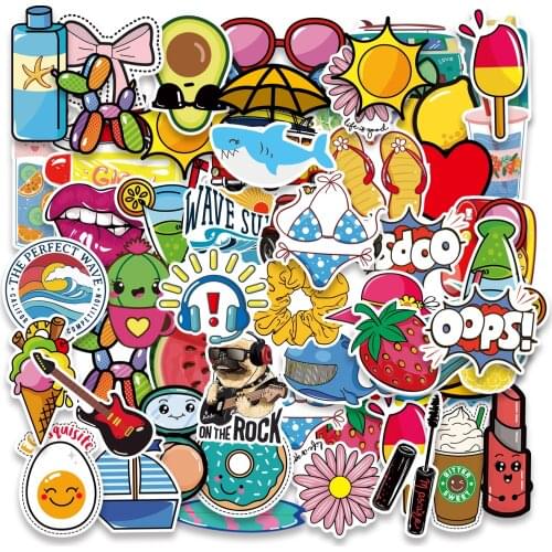 50 VSCO Girl Stickers Cartoon Funny Cute Anime Sticker Pack for Laptop Water Bottle Car Skateboard Motorcycle Kids Children Toy