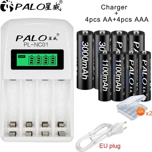PALO AA + AAA 1.2V NI-MH Rechargeable Battery AA AAA Batteries For Remote Control Electronic toys LED light Shaver Radio