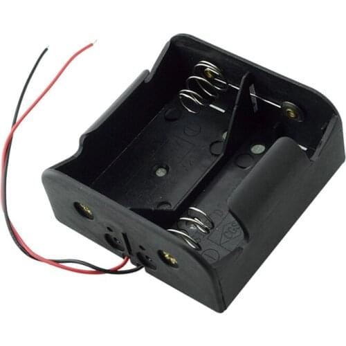 10pcs/Lot New D Black Battery Case Holder Storage Box Holder for 2 x D Battery Charger Seat with Wire/Cord