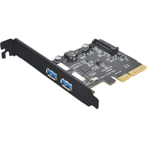Add On Cards SuperSpeed 10Gbps USB 3.1 2 Port PCI-E Express Card 15pin SATA Power Connector PCIE Adapter ASM3142 Chipset USB HUB