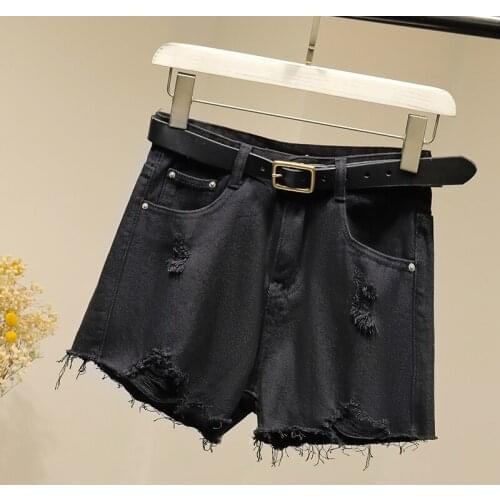 Jean Shorts White Black Womens Denim Shorts Summer Ripped High Waist Ultra-Short Tassel Street Cool Trend Jeans
