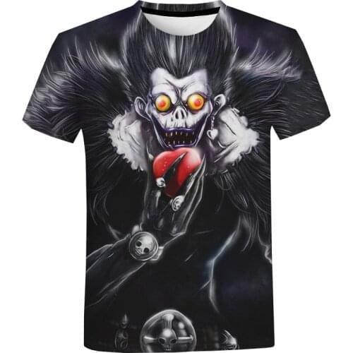 Hot Anime Death Note 3D Print T-shirt Harajuku Streetwear Cartoon T Shirt Men Women Summer Fashion Casual Short Sleeve Tops