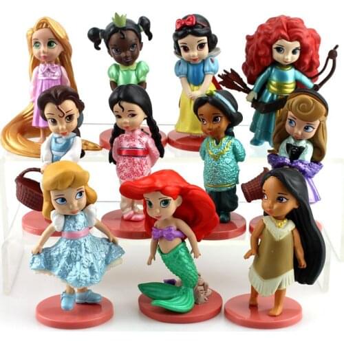 Disney Princess Toys 11Pcs/Set Snow White Rapunzel Ariel PVC Action Figures Cute Cartoon Toys Models Doll For Girls Gifts