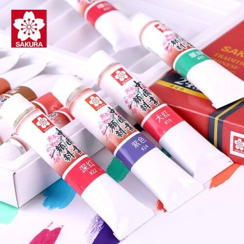 SAKURA XTCW Chinese Painting Pigment Watercolor Paint 12ML Hand Painted DIY For Artist Student Acuarelas Landscape Painting
