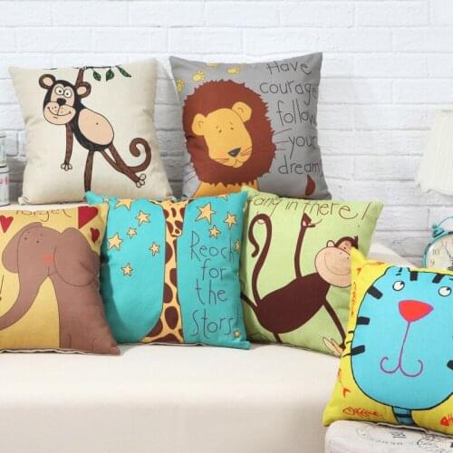 Linen Animal Pillow Cover 18x18in Anime Pillowcase Cover Home Decoration Sofa and Bedside Office Cushion Pillowcase