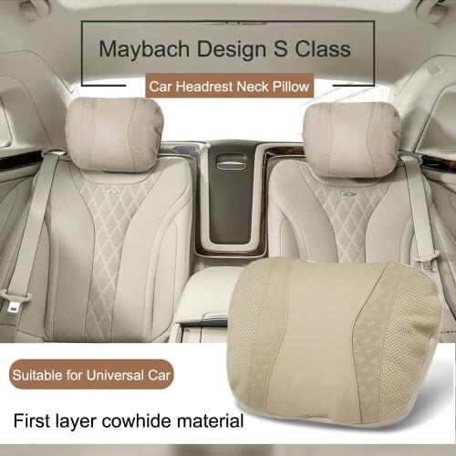 Maybach S Class Car Headrest pillow for head Leather Comfortable Soft Cushion Cover Adjustable Car Pillow for Universal