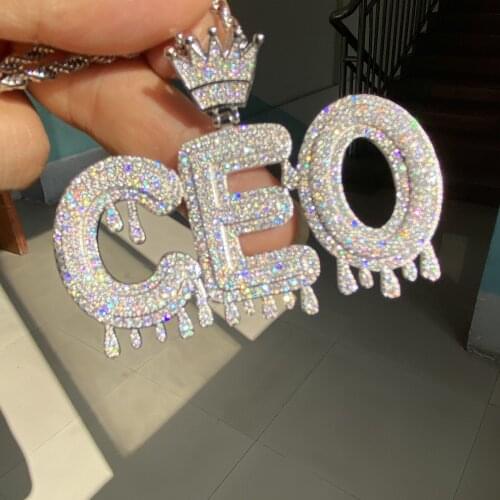 Mosangnai Iced Out Moissanite Diamonds Customized CEO Letter Pendant For Luxury Hip Hop Jewelry