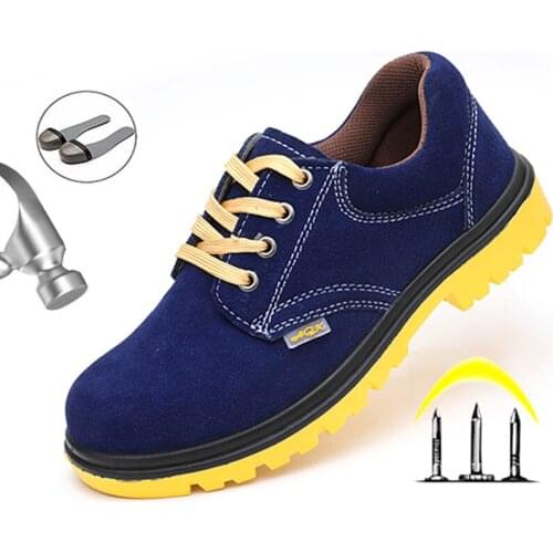 Mens Work Boots Protective Safety Shoes For Men Steel Toe Cap Safety Boots Anti-Piercing Work Shoes Anti-Puncture Ankle Boots