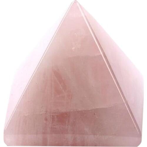 Natural Tumbled Pink Rose Quartz Stone Pyramid Figurine Statue Crystal