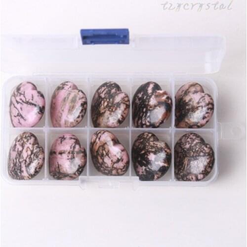 Natural Rhodonite Peach Heart Crystal Gemstone Pendant Jewelry with Box Storage