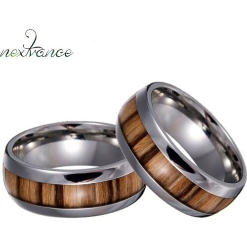 Nextvance Vintage Wood Inlay Rings Stainless Steel Round Ring For Birthday Gift Anillos Hombre Size 7-12