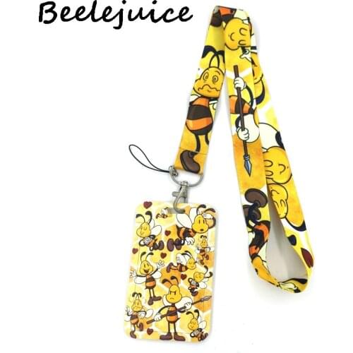Bees Neck Strap Lanyard keychain Mobile Phone Strap ID Badge Holder Rope Key Chain Keyrings Accessories Gift Webbings Ribbon