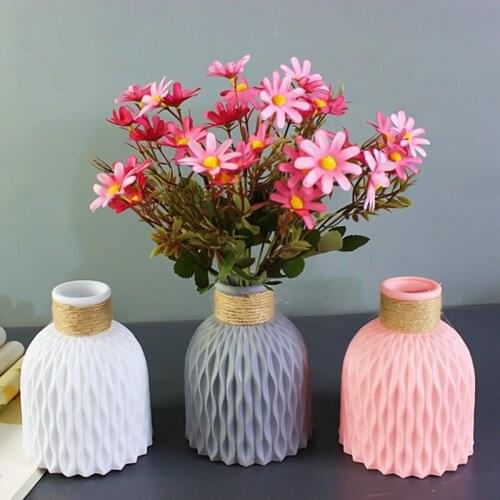 Nordic Ins Style Plastic Vase Home Decoration Ornaments Dry Fresh Flower Pot Flower Arrangement Container Imitation Ceramic Vase