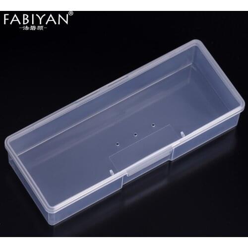 Transparent Plastic Rectangle Empty Storage Nail Art Container Organizer Case Box Holder Brush Files Accessories Manicure Tools