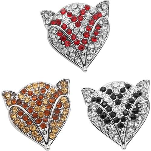 New Fashion Beauty Rhinestone Lovely Fox 25mm snap buttons fit 18mm snap jewelry wholesale KZ3327