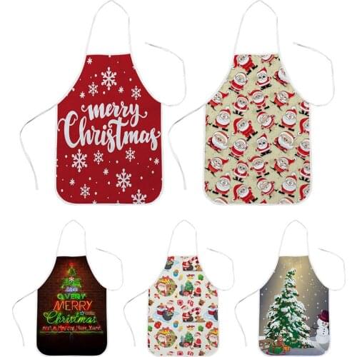 CLOOCL Merry Christmas Kitchen Apron for Women Sleeveless Polyester Aprons for Men Cooking Home Cleaning Tools Drop Shipping