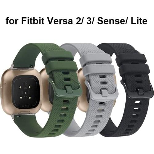 Silicone Band for Fitbit Versa 3 Bands/Sense Strap Soft Watchband for Fitbit Versa 2/Lite Waterproof Wristbands Sport Strap