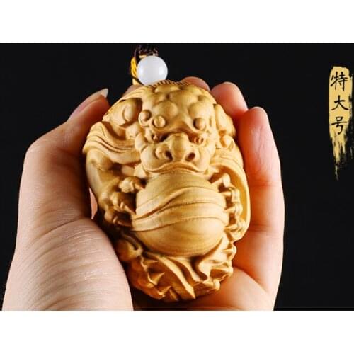 Statuette Home Buxus microphylla Wood hand pieces brave Buxus wood carving Pendant with everything