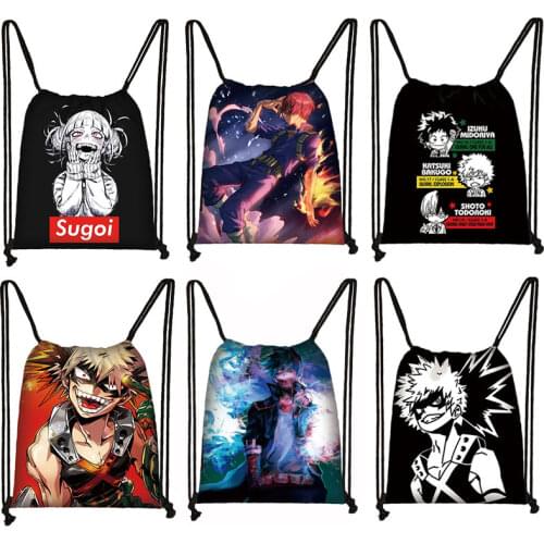 Anime My Hero Academia Drawstring Bag MHA Girls Himiko Toga Dabi Backpack Boku No Hero Academia Storage Bag Bookbag Gift