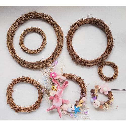 10-30cm Natural Dried Flowers Rattan Artificial Handmade flower Easter Wreath Wedding Christmas Decor DIY Hanging Garlands Craft